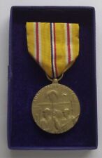 VINTAGE Navy WW II Asiatic Pacific Medal in BOX with SEWN SLOTTED BROOCH picture
