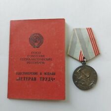 Soviet Awards Badge Pin USSR Medal Veteran Of Labor ,with Doc.original.#319x picture