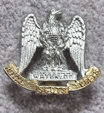 ROYAL SCOTS GREYS 2ND DRAGOONS BRITISH ARMY BIMETAL CAP BADGE WITH SLIDER picture