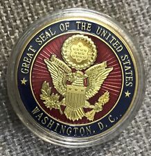 Gold, Red, & Blue Great Seal of the USA Washington D.C. Pentagon Challenge Coin picture