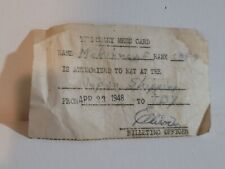 WW2 Temporary Mess Card 1948 TDY Japan Shipping Issued To Pilot..pretty rare picture