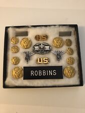 Army Medics US Insignia Pins Buttons Set Sterling  1/20 Th 10K Gold From Jacket picture