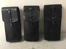 Vintage French Military Leather Ammo Pouch Bag Black picture