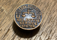 SSS Selective Service System Legal Advisor Button Vintage Screw Back Lapel Pin picture
