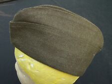 Garrison Hat Vintage Cap 1940s Era Style Army Green Virgin Wool picture