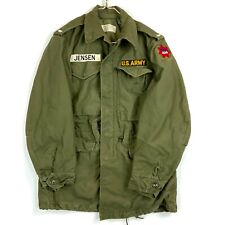 Vintage US Army OG 107 WR Sateen Field Jacket Size XS Green 1957 picture