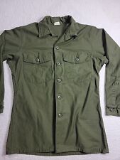 Vintage US Army Vietnam Era OG-107 Sateen Fatigue Duty Shirt Size Small 15.5x31 picture