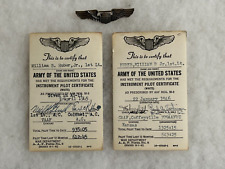 USAAF Pilot Wings 2 inch pinback with two instrument rating cards picture