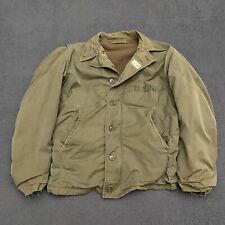 Vintage WWII USN Navy Deck Jacket N-4 Field Coat Small-Medium Lined Green 1940s picture