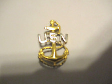 WW11 U.S.NAVY CHIEF PETTY OFFICER INSIGNIA CAP BADGE STERLING SILVER ANCHOR USN picture