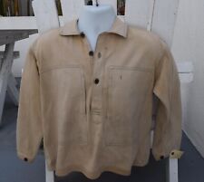Vintage WW1 Army Pullover Men's Khaki Shirt.  BOSS Donut Buttons. Label. c.1915 picture