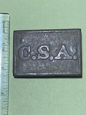 Original CSA Confederate Rectangle Belt Buckle Tennessee Style Great Condition picture