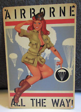 New Metal Sign- WWII US Army WAC- Airborne All the Way Pin Up- Legs- Jump Boots picture