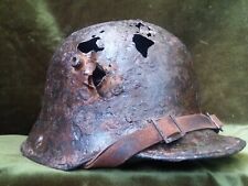 WW1 GERMANY Original Helmet M16 horn entourage Battle Holes picture