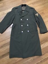 Vtg Military cost Czech Green OTAVAN TREBON Dress COAT Double Breasted Belted picture