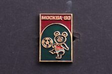 Soviet 1980 Moscow Summer Olympics Misha Bear Gold Soccer Futbol badge pin USSR picture