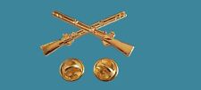U.S MILITARY INFANTRY PIN CROSSED RIFLES METAL HAT LAPEL BADGES 1 3/4 ARMY  picture