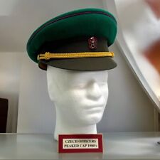 Green Olive Czech Officer Hat Military Peaked Officers Cap w/Rope Pin Museum 80s picture