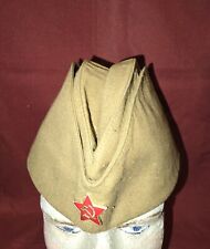 1OO% ORIGINAL WW2 RUSSIAN RED ARMY SOLIDERS SIDECAP W/INSIGNIA  picture