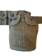 WWII Canteen  & Cover.COLETTE MFG. CO. 1952 &  BELT 10 POCKET W/ Firstaid Pouch picture