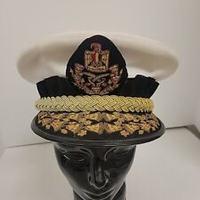 Vintage Original Egyptian Navy Admiral Visor Dress Uniform Cap Hat picture