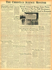 August 25, 1944 WWII Original Int. Newspaper - TROOPS ENTER PARIS ROMANIA MOSCOW picture