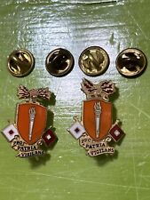 Pair U.S. Army Corps Signal School Unit Crest Pro Patria Vigilans Pins picture