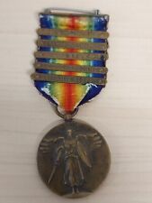 VINTAGE WW I Victory Medal with 5 Battle Bars CHAMPAGNE-MARNE picture