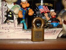 RARE AND VERY VINTAGE USN  ELECTRIC YALE SOLID BRASS PAD LOCK picture