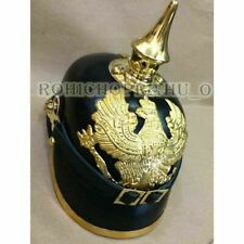 Brass Collectible Spike Officer’s Leather Pickelhaube WWI Prussian Helmet picture