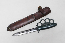 US WW2 Everitt Knuckle Knife w/Leather Sheath . DWU1037 picture
