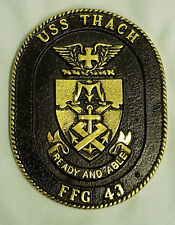 SOLID BRASS US NAVY USS THACH FFG-43 SHIPS CREST INSIGNIA PLAQUE picture