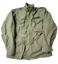 US Army Vintage Vietnam Military M65 Hooded OG Sateen Field Jacket Mens Large L picture