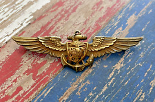 Beautiful WW2 USMC Pilot Naval Aviator Wing with Applied EGA 10k Gold Filled H&H picture