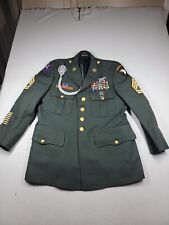 Men's Size 41S US Army Class A Dress Coat Service Uniform Green Jacket SFC  picture