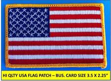 USA AMERICAN FLAG EMBROIDERED PATCH IRON-ON SEW-ON GOLD BORDER (3½ x 2¼”)  picture