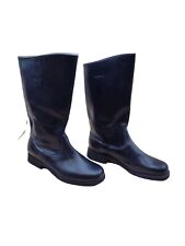 East German Military Combat Black Leather Jack Boots Rubber Sole READ picture