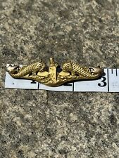 WWII U.S. Navy Submarine Warfare Badge Officer Dolphin 1/20th Gold NS Meyer picture