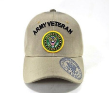 Army Veteran Khaki Military Embroidered Cap Acrylic Adjustable Hook & Loop Hat picture
