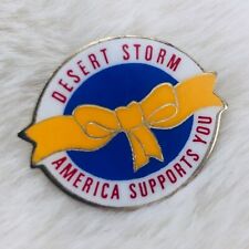 Vtg Desert Storm America Supports You Yellow Ribbon Lapel Pin picture
