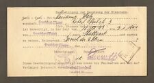 1943 WWII German Railway Certificate Pass Ticket Germany Railroad Train Document picture