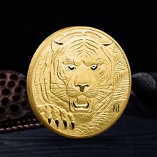 Gold Plated Coin Chinese Dragon Tiger Feng Shui Mascot Gifts Challenge Coins picture