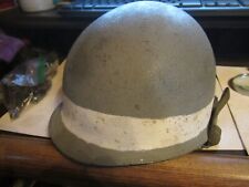 Original WWII M-1  SCHLUETER Front Seam SWIVEL Bail Helmet FIRESTONE liner G 9 picture