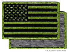 AMERICAN FLAG EMBROIDERED PATCH CAMO GREEN USA US w/ VELCRO® Brand Fastener picture