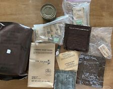 VTG Military Lot MRE Ration Meals Sealed 1980s Brown Bag, Can, Powders, Candy picture