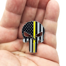 Thin Gold Line Skull Pin with Dual Pin posts and Deluxe Safety Locking Clasps P- picture