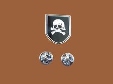 SKULL AND BONES HAT PIN LAPEL DOUBLE POST PIN NEW IN BAGS picture