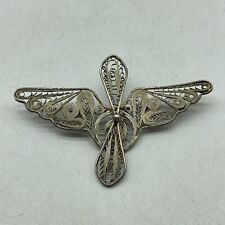 Sterling Filigree Sweetheart Pin Air Force Spun 2.5” Across picture