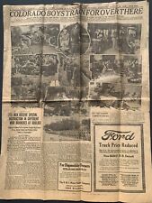 1918 WW1 CO SOLDIERS TRAIN BOULDER UNIVERSITY, FORD AD DENVER POST NEWSPAPER F9 picture
