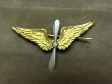 Early United States Army Air Corps Pin Gold Silver Tone metal pointed Wings Type picture